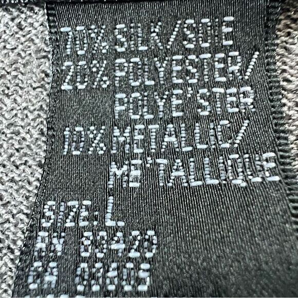 August Silk Gray Metallic Shimmer Silk Blend Cowl Cardigan Sweater Set Large - Picture 7 of 14